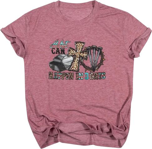 UNIQUEONE Christian Easter Shirts for Women - A Lot Can Happen in 3 Days Shirt Casual Jesus Religious Short Sleeve Tee Tops in Saudi Arabia
