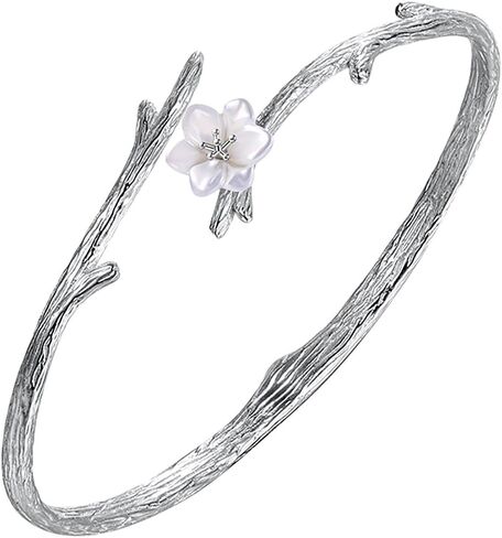 Jewever 925 Sterling Silver Original Sakura Opening Bracelet Adjustable Carving Flower in Kuwait