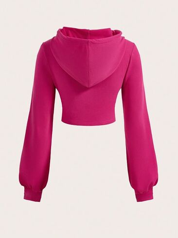 Verdusa Women's Cut Out Front Drawstring Hoodie Long Sleeve Crop Sweatshirt in Saudi Arabia