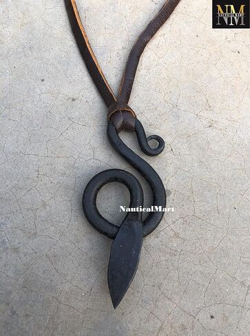 NauticalMart Hand-Forged Steel Serpent Pendant - Hammered Snake -Viking/Norse/Celtic/Medieval/Scandinavian/Iron/Jewelry/Necklace/Skyrim in Saudi Arabia