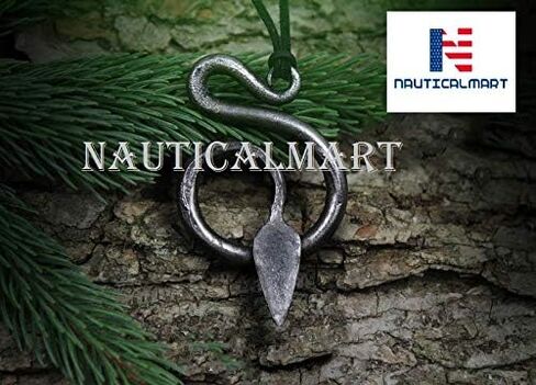 NauticalMart Hand-Forged Steel Serpent Pendant - Hammered Snake -Viking/Norse/Celtic/Medieval/Scandinavian/Iron/Jewelry/Necklace/Skyrim in Saudi Arabia