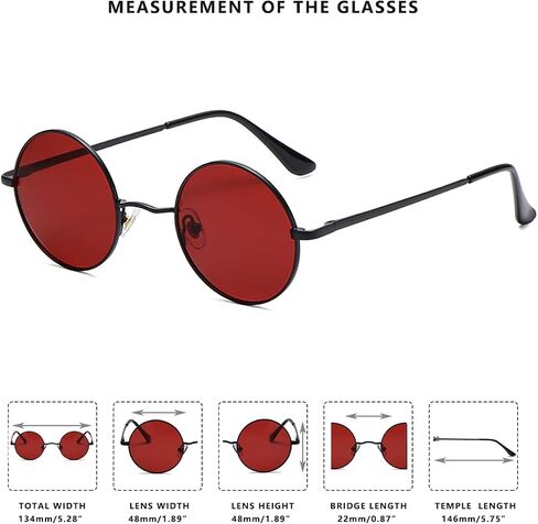 LASPOR Round Polarized Sunglasses for Hippie Glasses Metal Frame 100% UV Blocking Lens in Saudi Arabia