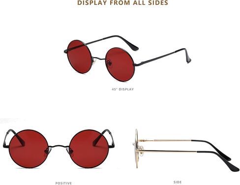 LASPOR Round Polarized Sunglasses for Hippie Glasses Metal Frame 100% UV Blocking Lens in Saudi Arabia