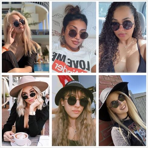 LASPOR Round Polarized Sunglasses for Hippie Glasses Metal Frame 100% UV Blocking Lens in Saudi Arabia