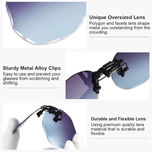 نظارات شمسية بمشبك مضلع للنساء والرجال فوق النظارات الطبية، نظارات مستقطبة قابلة للطي تناسب النظارات الشمسية in Kuwait