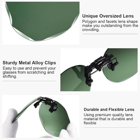نظارات شمسية بمشبك مضلع للنساء والرجال فوق النظارات الطبية، نظارات مستقطبة قابلة للطي تناسب النظارات الشمسية in Kuwait