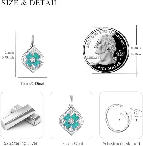 ECHOOY St.Patrick's Day Earrings Four Leaf Clover Earrings Sterling Silver Green Opal Lucky Four Leaf Leverback Earrings Green Irish Jewelry Gifts for Women Girls Teens in Kuwait