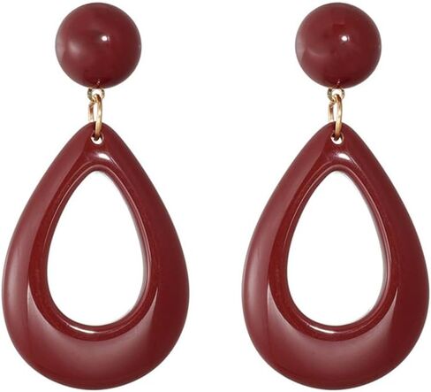 Retro Red Tapered Drop Dangle Earrings for Women Girls Acrylic Geometric Waterdrop Charms Drop Dangling Stud Earring Lightweight Elegant Birthday Christmas Festival Jewelry Gifts for Friends in Saudi Arabia