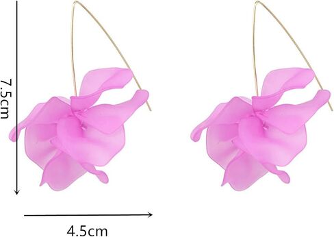 Boho Long Rose Petal Acrylic Dangle Drop Earrings for Women Girls Bohemian Statement Layered Tiered Resin Flower Floral Tassel Charm Exaggerated Hoop Earrings for Valentine Birthday Holiday Wedding Bride Fashion Jewelry Gifts in Saudi Arabia