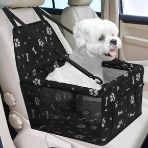 PetsHome Dog Car Seat Foldable Dog Car Booster Seat Waterproof Breathable Oxford Travel Bag for Small to Medium Dogs, Puppies, and Pets-Pattern Pink