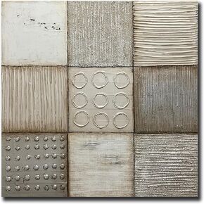 AZAVY Art,24X36Inch Hand-Painted Textured Silver White Art Oil Painting Decorative Modern Artwork Abstract Vertical Wall Art Stretched and Framed Ready to Hang