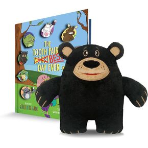 Book and Acorn Black Bear Tooth Fairy Pillow Bundle, Interactive Set Includes 8" Plush Toy with Lost Tooth Pocket and The Tooth Fairy's Best Day Ever! Hardcover Book