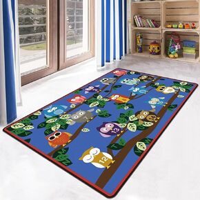 Jungle Animals Rug Soft Alphabet Nursery Rugs for Kids Room Playroom Washable Educational Area Rug Baby Playmat 5'x7'