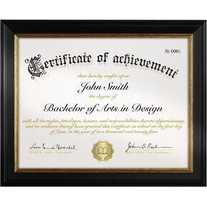 8.5x11 Picture Frame Certificate Diploma Frame with Tempered Real Glass, Brown Document Frames for Tabletop & Wall Mount (3 Pack, Brown)