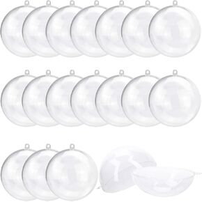 20Pcs Clear Fillable Ornaments Balls, BetterJonny 8cm Transparent Acrylic Hanging Decorative Balls Thickened Spherical Assembled Craft Balls for Home Decor,Wedding Party and Christmas Tree Decor