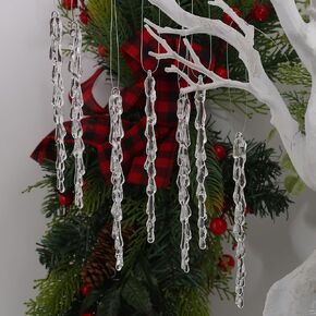 DAHI 25pcs 6Inch Christmas Icicle Ornaments - Hanging Christmas Acrylic Clear Icicles Set Ornaments for Christmastree Decoration(25pcs icicles Ornament)