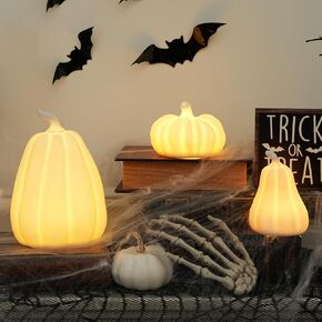 [Timer]Light Up Ghost Halloween Decor, 3 Pack Ceramic Halloween Ghost Decorations Indoor, Ceramic White Ghost Figurines Ghost Statue Cute Ghost Sculpture Spooky Halloween Decor for Home Table Tray