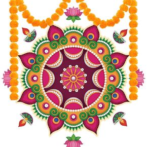 BAYLAY Diwali Decorations for Home - Rangoli Floor with Patterns Stickers Traditional Indian Diwali Decorations for Entrance Décor and Gift