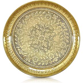 Brass Pooja Plate 8 Inch Pure Pital Puja Arti Thali Pooja Thali Set Traditional Handcrafted for Puja Ghar Home Office Mandir Diwali Weeding Return Gift Items