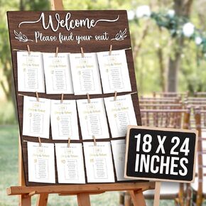 STOFINITY Wedding Seating Chart Board Display For Wedding Reception - Rustic Seating Chart For Wedding Reception Display, Find Your Seat Sign Wood Wedding Board For Wedding Decor Ideas