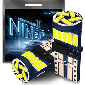 NINEO T10 LED BULBS 10 PCS, 194 921 with 15-SMD 4014 Chips 6000K White for Car Interior Door Dome Map Backup Reverse License Plate Courtesy Side Marker Parking Trunk Glove Box Light