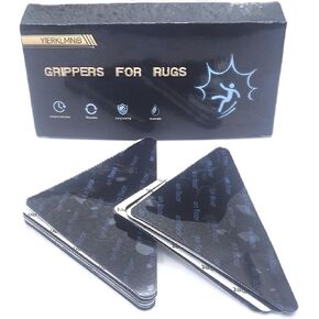 Rug Grippers, Non Slip Rug Pads for Hardwood Floors Tiles Marble Floors, Double Sided Adhesive Carpet Grippers Keep Corners Flat,12 Pcs
