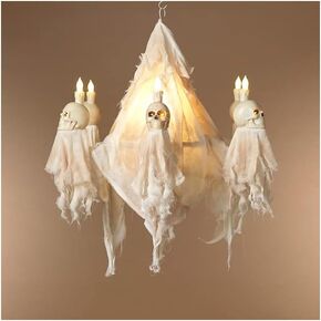 Gerson International Electric Lighted Halloween Skulls Chandelier with LED Candles, 26.5-inch Length