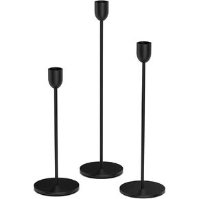 ChefBee Black Candle Candlestick Holder - 3PCS Taper Candle Holders for Table Centerpiece Wedding Festive Decor, Tall Candle Sticks Holder Decor for Pillar Candle, Fit 3/4" Thick Tapered or Led Candle