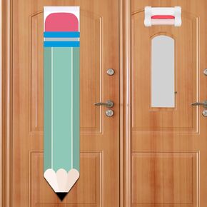 2Pcs Classroom Door Window Cover, Pencil Shape Blackout Window Cover Classroom Curtains for Office, Porch, Room Door Curtains for Door Window, Door Window Curtains Classroom Door Window Shade