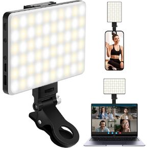 Selfie Light Portable Phone Light, Eagerey 60 LED Rechargeable Fill Light with Front & Back Clip, CRI 95, 3 Light Modes, Clip on Light for TikTok Tablet/Laptop, iPad, Conference Vlog Video