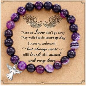 Memorial Bereavement Bracelet for Women Natural Stone Beaded Bracelet Healing Crystal Bracelet Western Jewelry Sympathy Gifts for Loss of Loved Ones