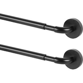 TYRON 2 Pack Magnetic Curtain Rod for Metal Doors Adjustable 18-30 Inch, 3/8 in. Diameter, French Door Magnetic Curtain Rods, Magnetic Cafe Curtain Rod(Black)