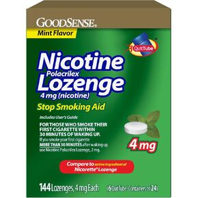 GoodSense Nicotine Polacrilex Lozenges, 4 mg, Mint Flavor, Stop Smoking Aid, 144 Count