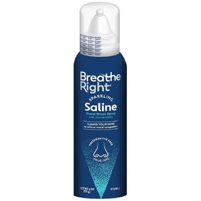 Breathe Right Isotonic Sparkling Saline Nasal Rinse Spray, CO₂ Infused Nasal Spray, Natural Relief from Stuffy Nose Due to Cold or Allergy, Drug-Free, 1 Can 4.0 oz
