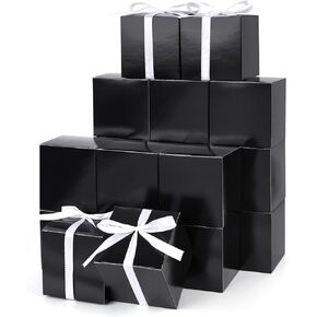 VGOODALL 50PCS Wedding Favor Boxes, Mini Gift Boxes with Ribbons 3 x 3 x 3 inches Tiny Cardboard Boxes Treat Boxes for Cupcake Birthday Party Silver