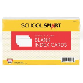 School Smart Blank 90 lb Stock Plain Index Card, 5 x 8 Inches, Blue, Pack of 100