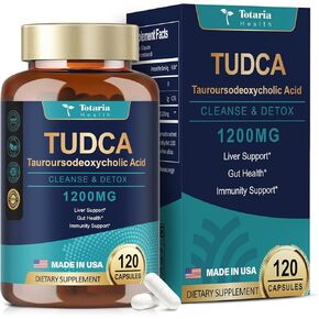 TUDCA Supplement 1200mg (Tauroursodeoxycholic Acid), 120 Capsules, Ultra Strength TUDCA Bile Salts Liver Supplements, Pure Tudca for Liver and Gallbladder Repair, Gut Health