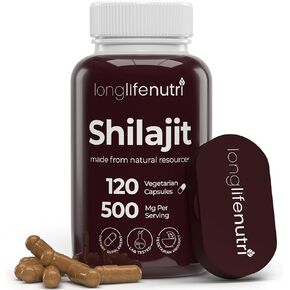 Shilajit Pure Himalayan Extract with 15% Fulvic Acid - 120 Vegetarian Capsules, 4 Month Supply, Organic Supplement for Vitality & Mental Clarity, Made in USA, Gluten Free, Non-GMO