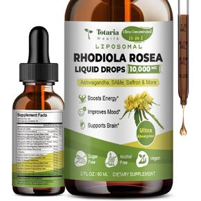 Liposomal Rhodiola Rosea Tincture 16 in 1, w/Ashwagandha, L-Theanine, Saffron, Ultra Strength Rhodiola Supplement, Rhodiola Root Extract 10:1 Liquid Drops for Natural Relaxation, Mood, Energy