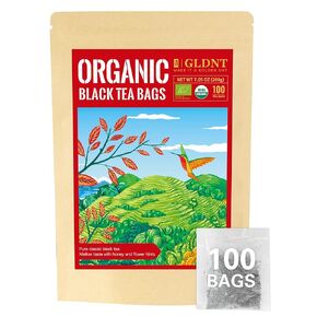GLDNT Organic Green Tea Bags, Natural Pure Organic Green Tea, Super Antioxidant, Caffeinated, 100 Count