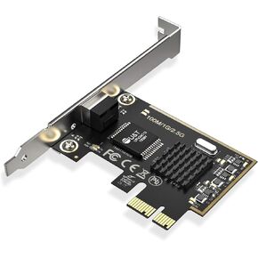 2.5GBase-T PCIe Network Adapter with 1 Port, 2500/1000/100Mbps PCI Express Gigabit Ethernet Card RJ45 LAN Controller Support Windows Server/Windows/Linux, Standard and Low-Profile Brackets Included