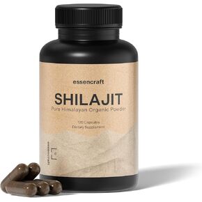 Pure Himalayan Organic Shilajit Resin Extract - 1000mg Max Potency, 85+ Trace Minerals, Humic & Fulvic Acid, Shilajit for Men & Women, Immune Support, Energy & Cognition, 2 Month Supply, 120 Capsules