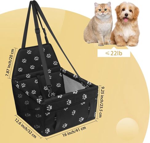 PetsHome مقعد سيارة للكلاب قابل للطي مقعد سيارة معزز مقاوم للماء وجيد التهوية حقيبة سفر أكسفورد للكلاب الصغيرة والمتوسطة والجراء والحيوانات الأليفة بنمط وردي in Kuwait