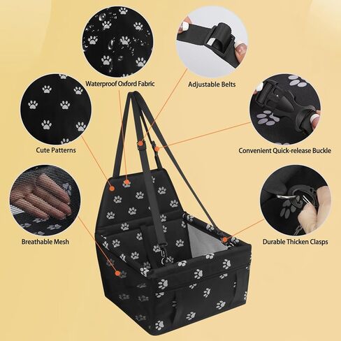 PetsHome مقعد سيارة للكلاب قابل للطي مقعد سيارة معزز مقاوم للماء وجيد التهوية حقيبة سفر أكسفورد للكلاب الصغيرة والمتوسطة والجراء والحيوانات الأليفة بنمط وردي in Kuwait