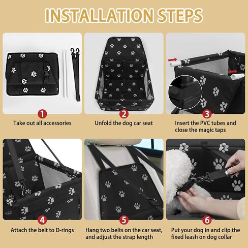 PetsHome مقعد سيارة للكلاب قابل للطي مقعد سيارة معزز مقاوم للماء وجيد التهوية حقيبة سفر أكسفورد للكلاب الصغيرة والمتوسطة والجراء والحيوانات الأليفة بنمط وردي in Kuwait
