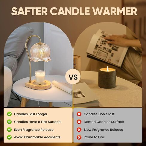 Vintage Candle Warmer Lamp with Timer, Electric Candle Warmer Light for Bedroom, Cozy Gifts for Women Mom, Dimmable Scented Wax Melts Warmer for Jar Candles, with 2 Bulbs. in Saudi Arabia
