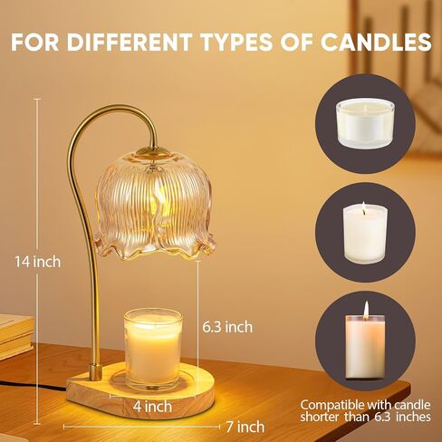 Vintage Candle Warmer Lamp with Timer, Electric Candle Warmer Light for Bedroom, Cozy Gifts for Women Mom, Dimmable Scented Wax Melts Warmer for Jar Candles, with 2 Bulbs. in Saudi Arabia