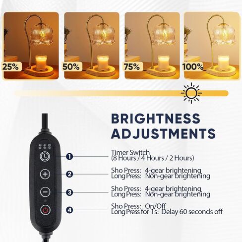 Vintage Candle Warmer Lamp with Timer, Electric Candle Warmer Light for Bedroom, Cozy Gifts for Women Mom, Dimmable Scented Wax Melts Warmer for Jar Candles, with 2 Bulbs. in Saudi Arabia