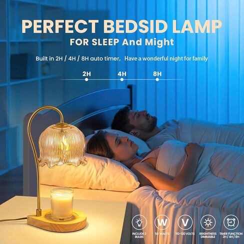 Vintage Candle Warmer Lamp with Timer, Electric Candle Warmer Light for Bedroom, Cozy Gifts for Women Mom, Dimmable Scented Wax Melts Warmer for Jar Candles, with 2 Bulbs. in Saudi Arabia