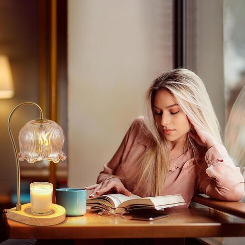 Vintage Candle Warmer Lamp with Timer, Electric Candle Warmer Light for Bedroom, Cozy Gifts for Women Mom, Dimmable Scented Wax Melts Warmer for Jar Candles, with 2 Bulbs. in Saudi Arabia